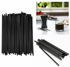 1000 Ct Stirrers Plastic Coffee Bar Black Straw Cocktail Sip Sticks Straws 5"