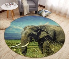 3D Prairie Elephant AHO186900 Animal Non Slip Rug Mat Elegant Photo Carpet Romy