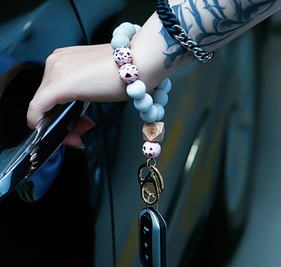 Pulsera pulsera con cuentas de silicona llavero brazalete llavero manos libres monedero regalo Foto 4 de 4