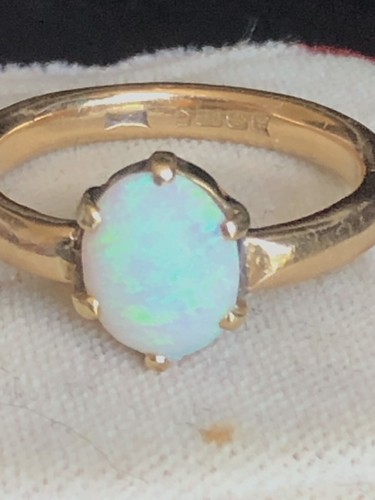 18ct Gold Natural Opal Ring Art Deco c1921 Size O.5 R311 - Picture 2 of 13