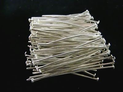 NIETSTIFTE 100 Stück Farbe silber 30mm Kopfstifte Schmuck basteln DIY #S156
