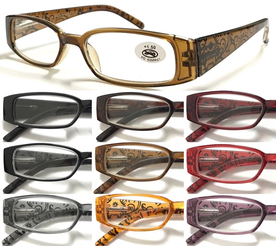 Hochwertige Lesebrille/Federscharniere/Damenmode Blumen Design L362