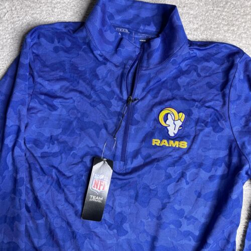 Los Angeles Rams Antigua 1/4 Zip Pullover Mens Large Blue Camo Performance NWT