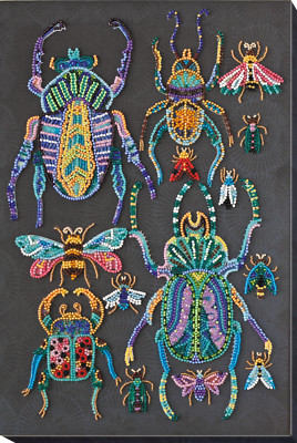 Insects Beetles Bead Embroidery Kit   DIY Beaded Home Decor Wall Art