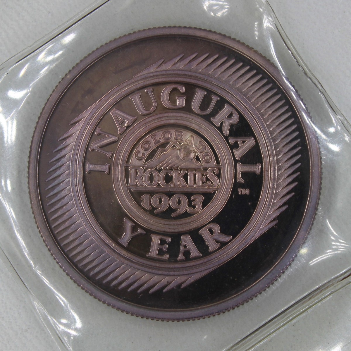 1993 MLB Colorado Rockies Inaugural Year PURPLE TONED 1oz 999