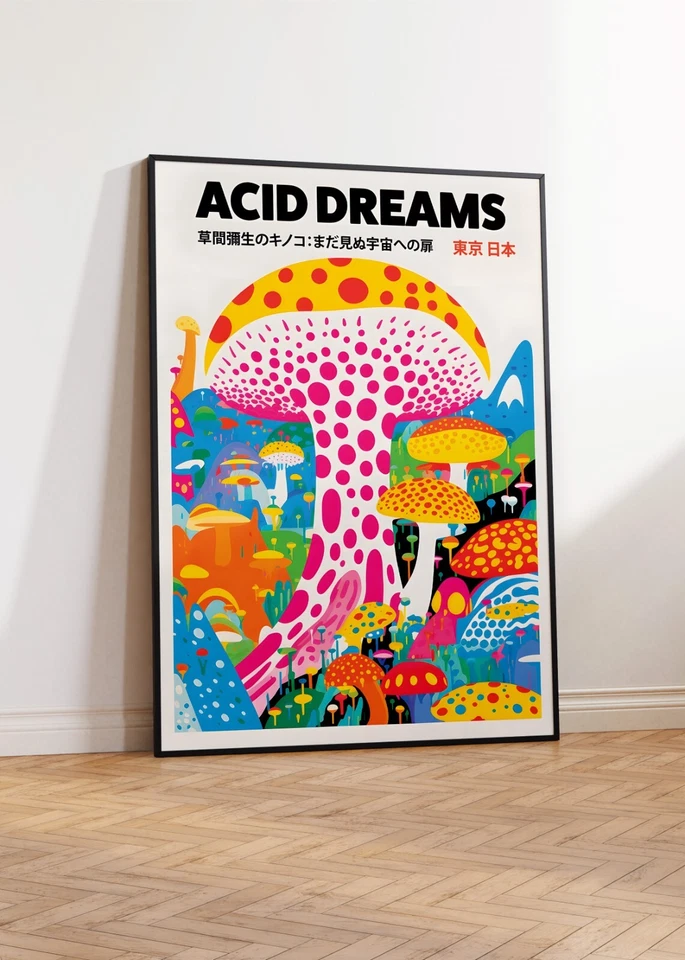Yayoi Kusama Acid Dreams Mushroom Print, Psychedelic Art Poster, Abstract Art - Image 4 of 4