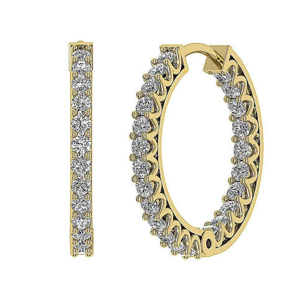 Hoop Earrings SI1 G 0.65 Ct InOut Side Round Diamond 14K White Gold Appraisal - Image 2 of 4