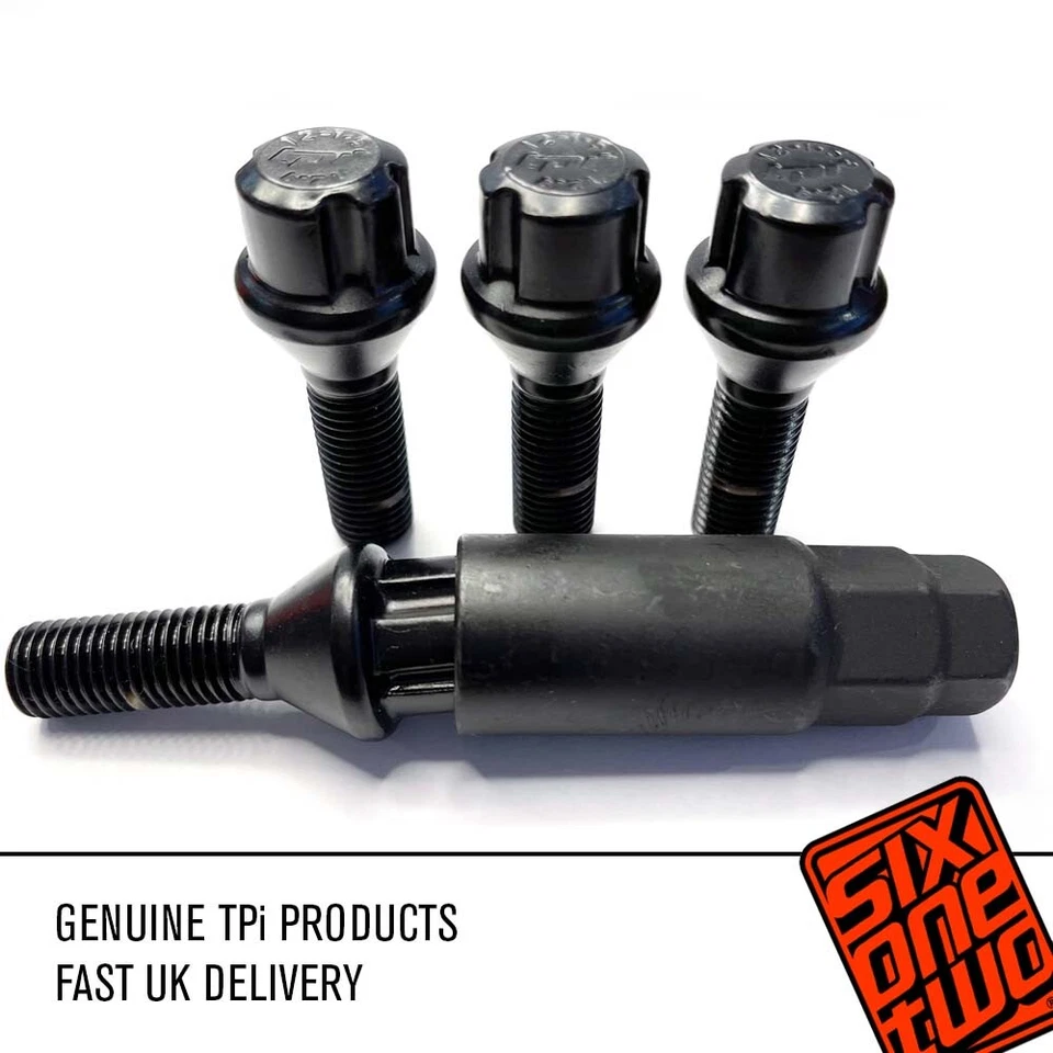 Parafusos de roda de bloqueio TPi 12x1.50 preto cônico 32mm conjunto de trava ecológica compatível com RENAULT - Imagem 4 de 4
