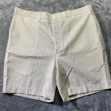 Mens Hertling Yellow White Stripped Seersucker Shorts Size 40 Made In USA