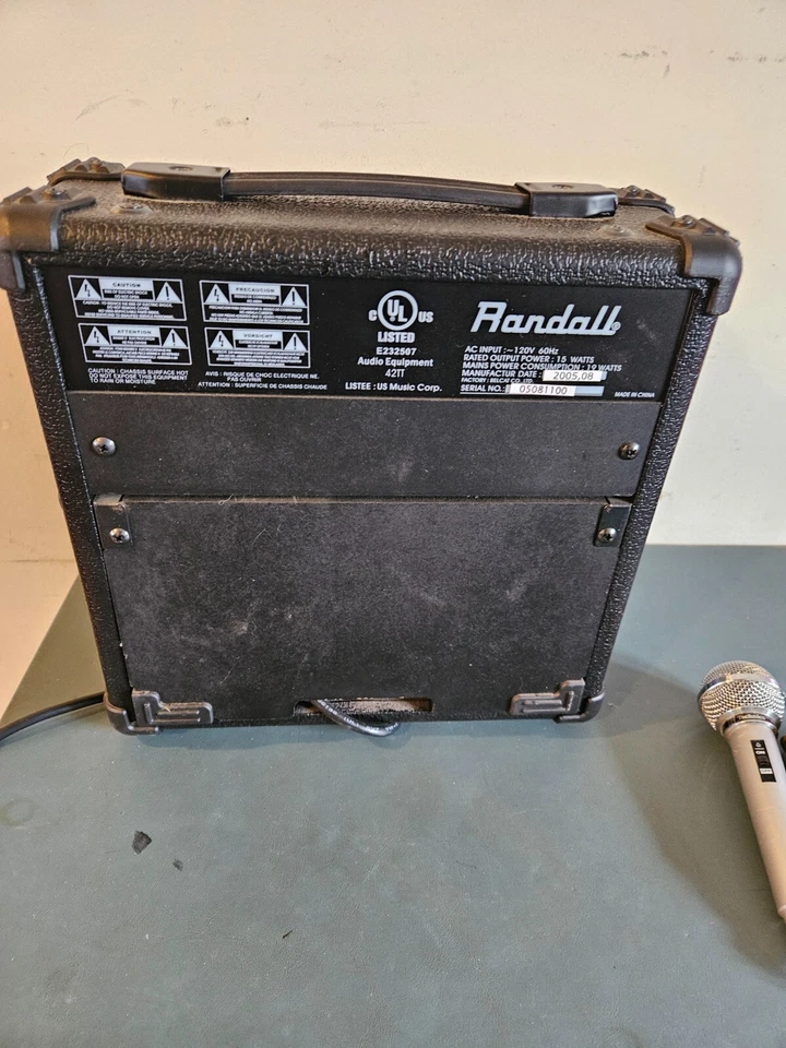 RANDALL RA15G BLACK 120V ELECTRIC GUITAR PRACTICE COMBO AMPLIFIER & MICROPHONE - Image 4 of 4