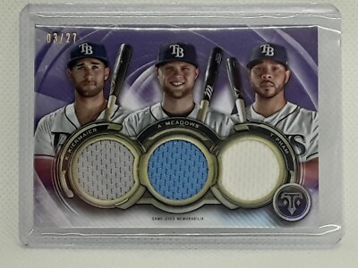 Meadows Kiermaier Pham 2019 Topps Triple Threads - PATCH (03/27) Tampa Bay Rays
