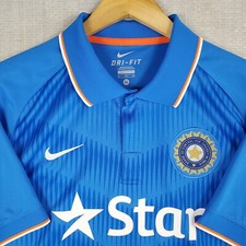 NIKE x STAR INDIA Mens Size XL Cricket Jersey Polo Shirt Wicking Dri-Fit Blue