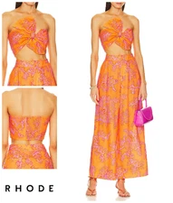 Womens Ladies Bandeau Top Boobtube Rhode Toni Size UK 4 - 6 XS Sleeveless Coral