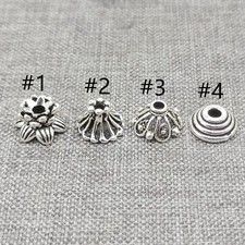 Sterling Silver Bead Caps Spacers for Bracelet Bulk Flower Bead Cone Caps