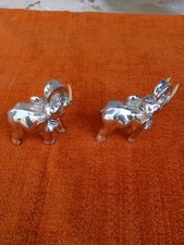 Coppia Piccoli Elefanti In Materiale Argento