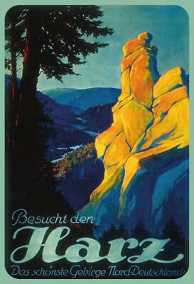 Blechschild 20x30 historisches Plakat HARZ Gebirge Deutschland Germany Urlaub