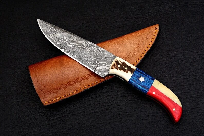 Handmade Damascus Steel Knife Groomsmen Gift Birthday Gift For Husband