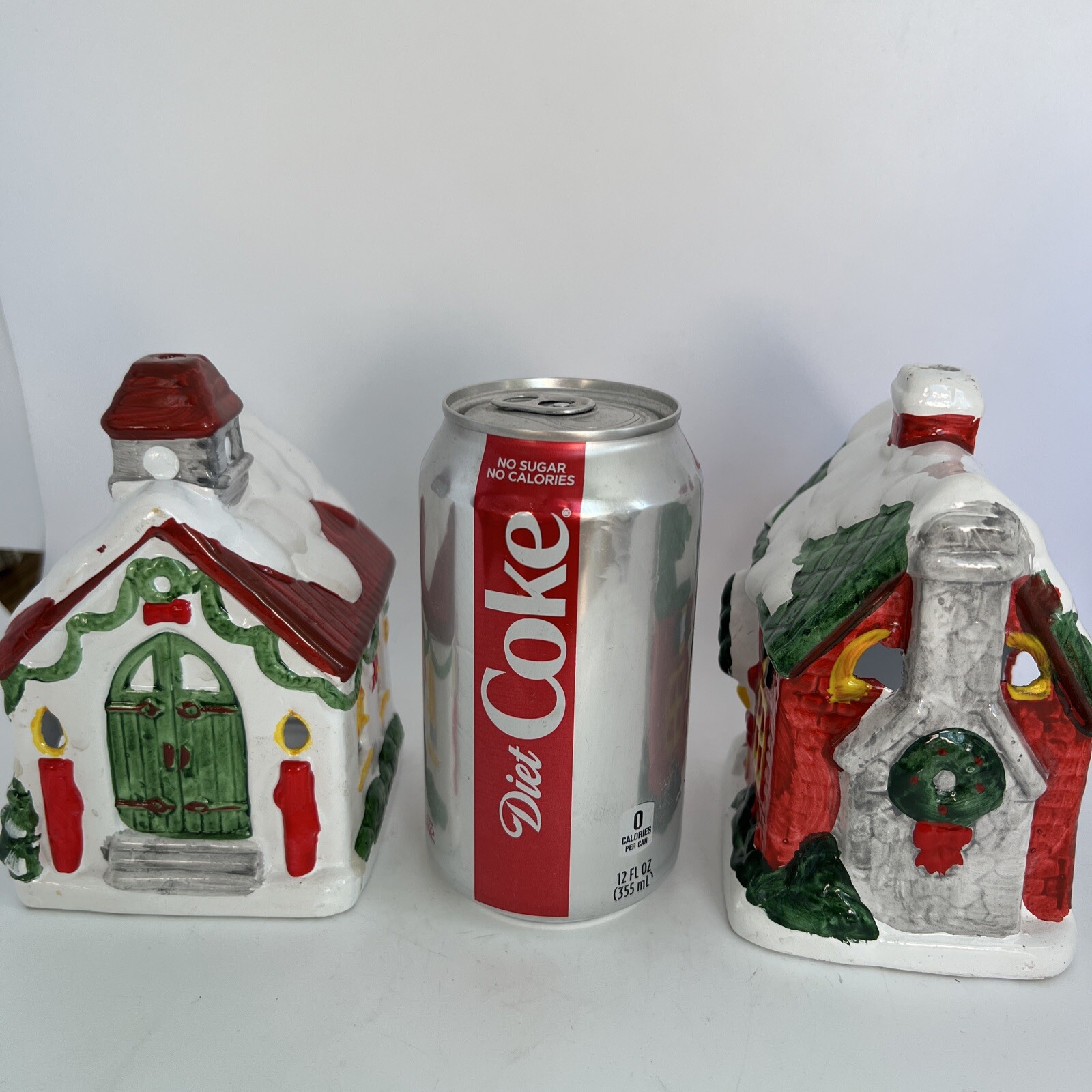 Vintage 2 JSNY Christmas Village House And Church/School Tea Light/Candle Holder