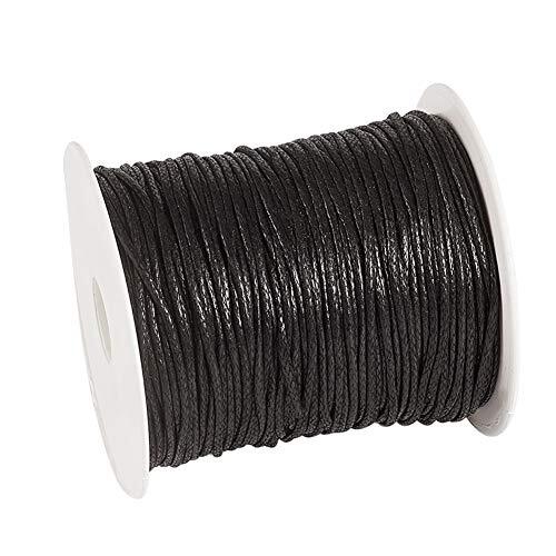 100 Yards Waxed Cotton Cord Macrame Bracelet Necklace Jewelry 1.5mm Black - Picture 1 of 6