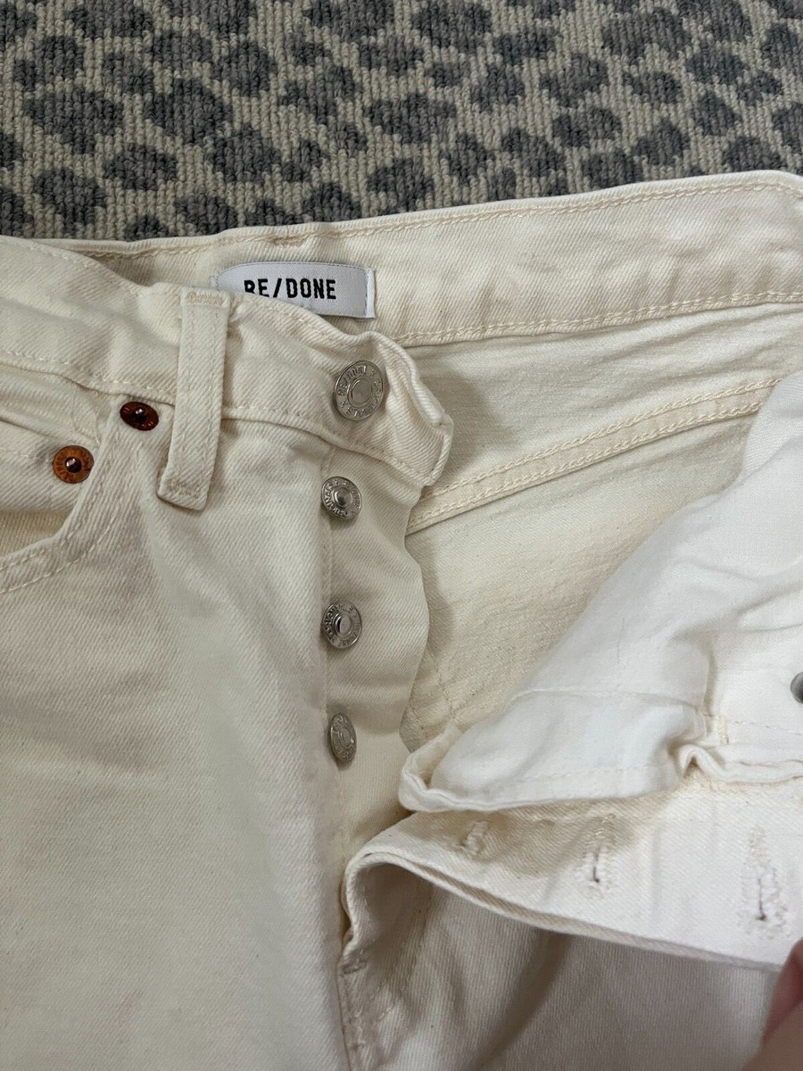 RE/DONE ホワイトデニム Re/Done 80s Slim Straight White Denim Jeans Womens 25 Cotton