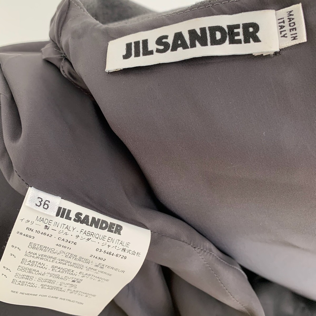 Robe Fourreau Jil Sander - Laine Anthracite - Motif Architectural - Taille US 8 (36)