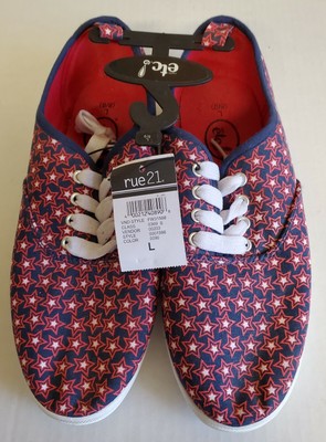 red white and blue canvas shoes