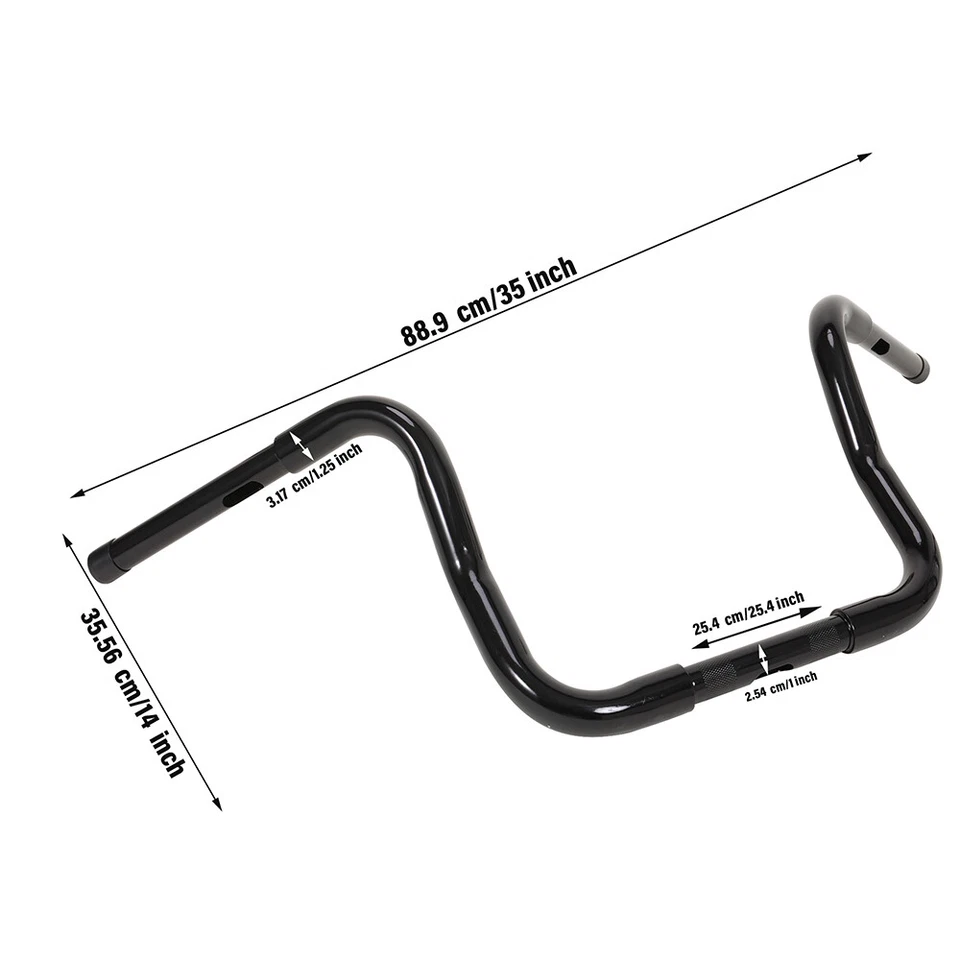 Ape Hanger Bar 1 1/4'' Fat 14" Rise Handlebar For Harley Electra Glide Sportster Foto 3 de 4
