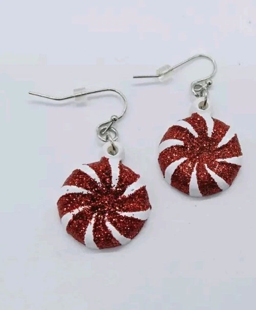 LOTE DE 3 PIEZAS de pendientes de menta tono plata con encanto con llavero de caramelo Foto 4 de 4