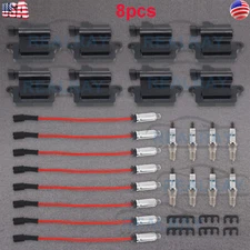 8 Pack Square Ignition Coil & Spark Plug Wire For Chevy GMC 4.8L 5.3L 6.0L 8.1L