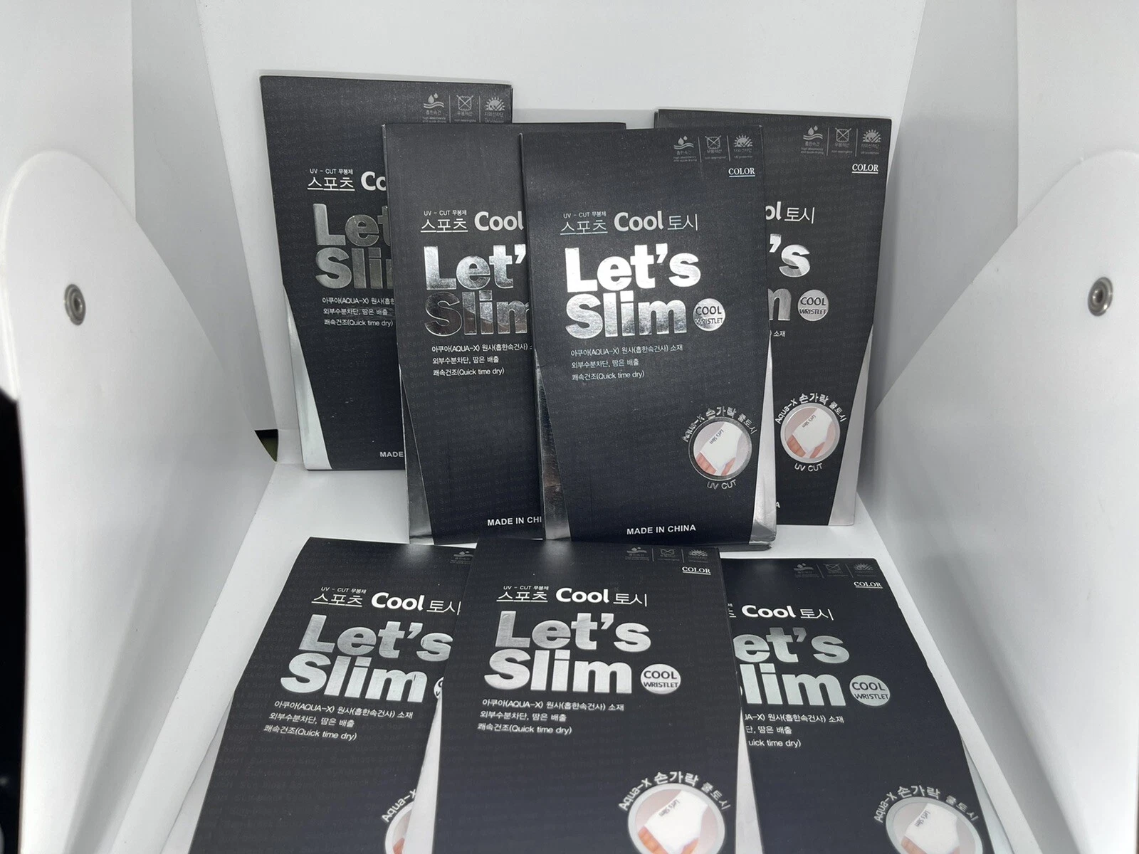Lot of 7 Lets Slim Cool Wristlets Aqua-X Cool Ice Skin +UV Protection sleeve, Ne