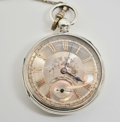 1830 Roskell Lever Escapement Key Wind Sterling Pocket Watch #WATCH357