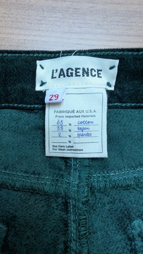 L'Agence Margot Skinny Velvet Pant Women's 29 Green High Rise Skinny USA Made (K - Picture 11 of 14