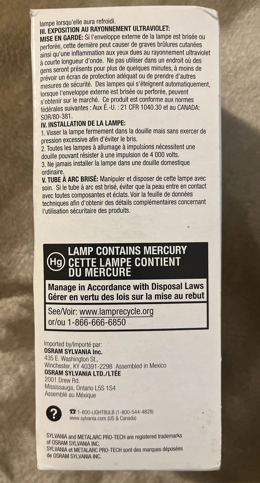 NEW Sylvania Metalarc Pro-Tech MP100/U/MED Metal Halide Bulb E17, M90, 64417 - Image 3 of 4