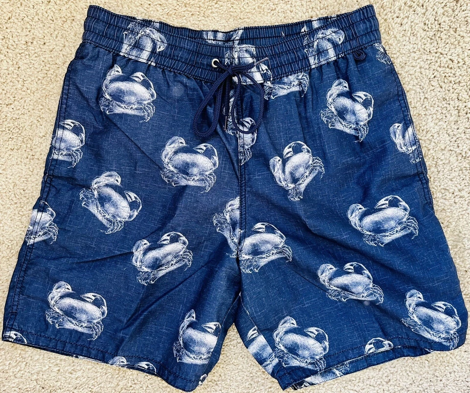 LN Merona Swim Trunks Vineyard Drawstring Pockets Mens Target Blue Beach Crab Foto 2 de 4