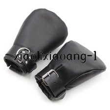 PU Leather Gloves Dog Paw Mittens Fist Handcuffs Adults Roleplay Binding