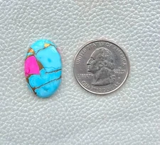 16 Ct  Rare Cotton Candy Kingman Turquoise Oval Cabochon Pendant Gemstone DK=387