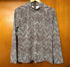 Garnet Hill Rashguard Top Size Large Brown Print UPF 50+