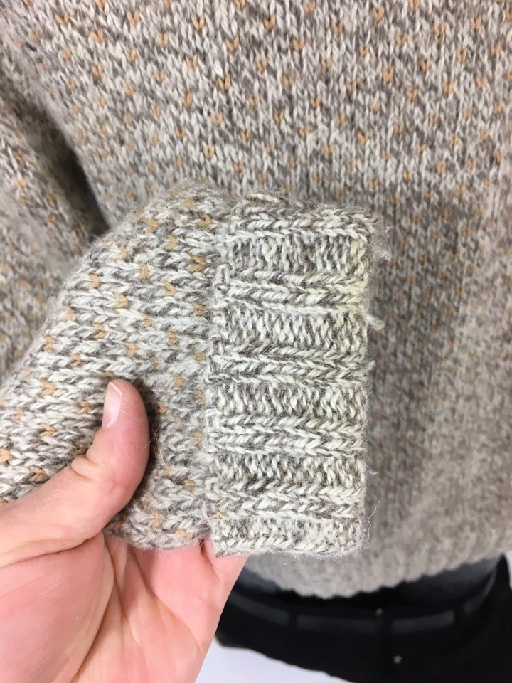 Vtg NORDIC Western SUEDE Leather Wool Knit ROCKABILLY Sweater Shawl Cardigan M - Image 3 of 4