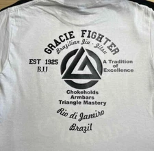 2 Sided Brazilian Jiu-Jitsu Gracie T shirt UFC MMA Pride Fighting Fight black
