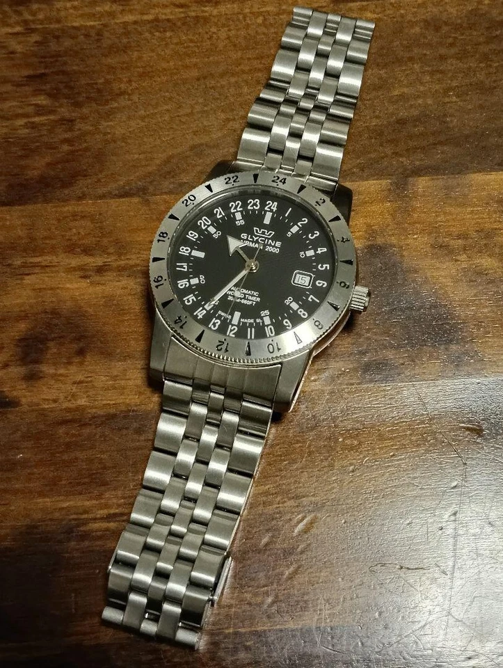 Glycine Airman 2000 GMT Automatic 200m Black Dial Back Skelton Watch - image 3 of 4