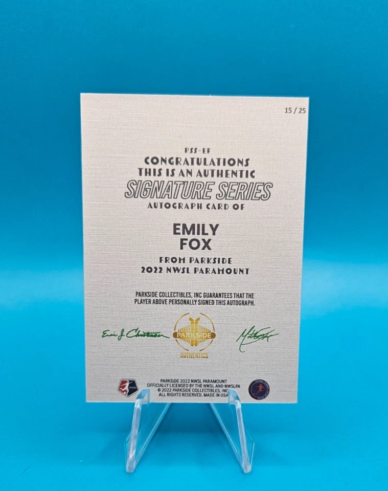 2022 Parkside NWSL Paramount EMILY FOX Auto /25 Signature Series - Racing - Image 2 of 2