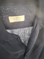 100% Capri Shirt Mens Medium Blue Linen Butto...