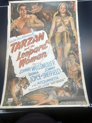 Vintage RKO Tarzan and the Leopard Man Movie Poster 20x29 Edgar Rice Burroughs