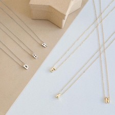 Tiny Small Initial Letter Pendant Necklace in Solid Copper