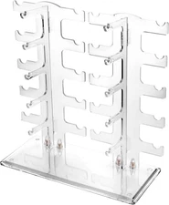 2 Row Sunglasses Rack Holder Glasses Display Stand, Transparent Design