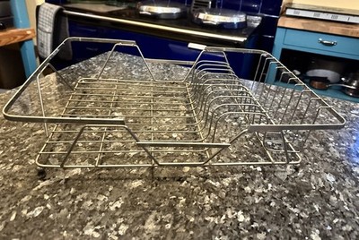 Vintage Edelstahl Abtropfgestell groß 46 cm massiver Draht Abwaschtrockner