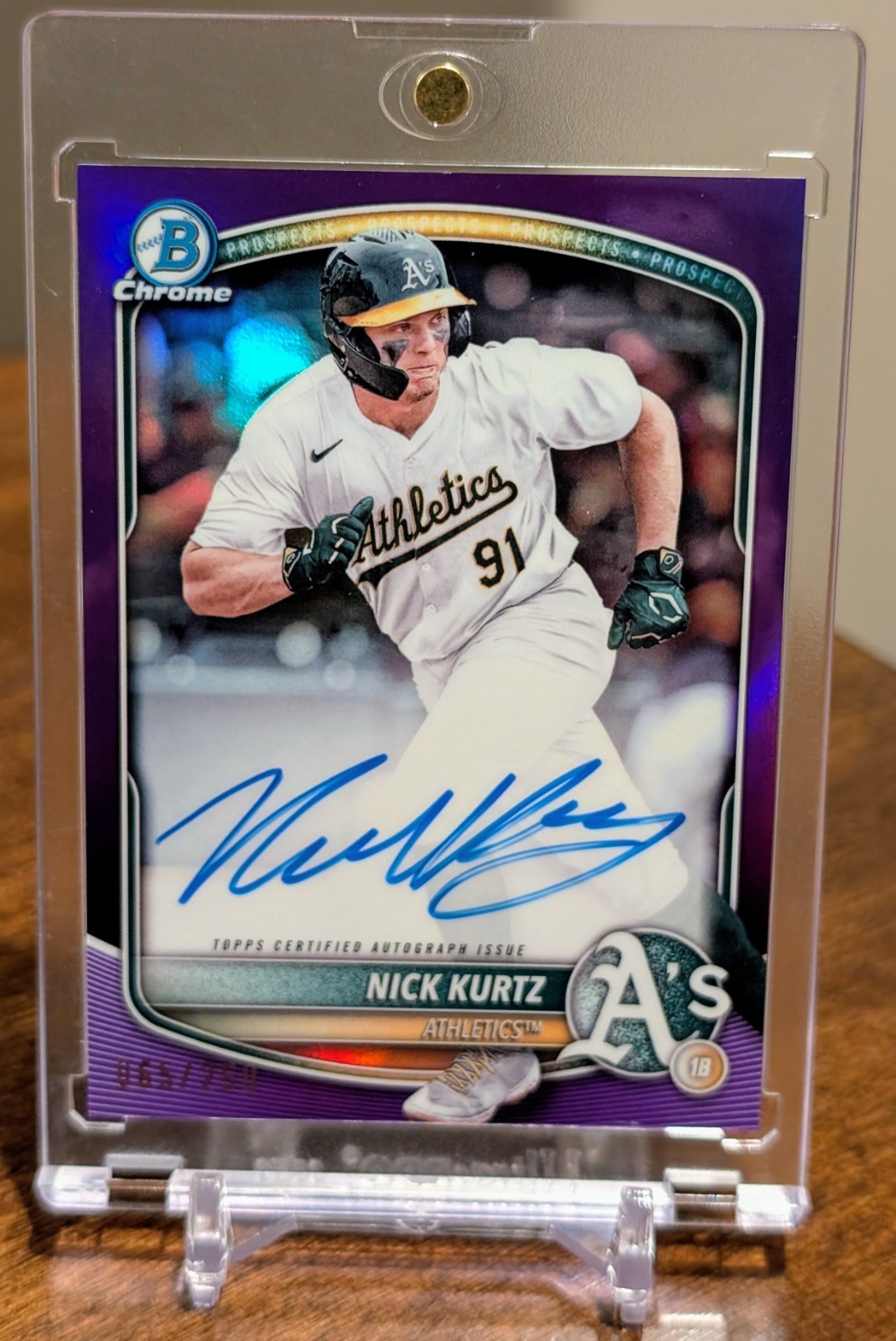 2025 Bowman Chrome Nick Kurtz Purple Refractor On Card Auto /250 #CPA-NK