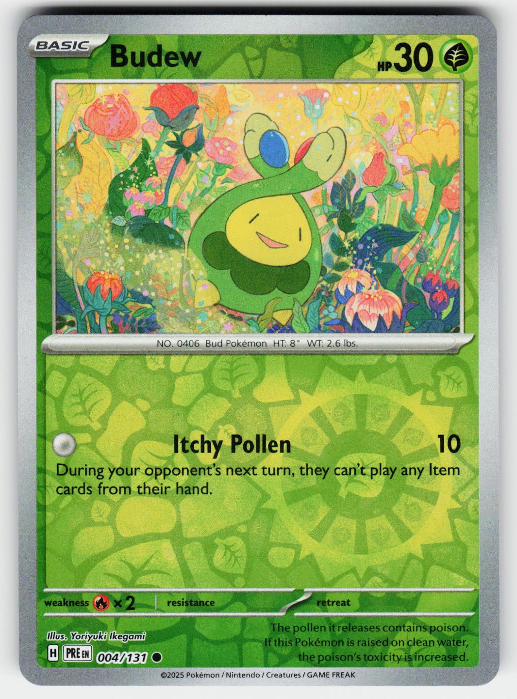 Budew 004/131 Common SV: Prismatic Evolutions Pokemon Reverse Holo Near Mint