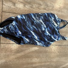 TYR DuraFast Elite Oil Slick Diamondfit Swimsuit Blue Youth Girls Sz 24 OnePiece