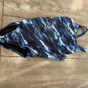TYR DuraFast Elite Oil Slick Diamondfit Swimsuit Blue Youth Girls Sz 24 OnePiece